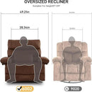 Oversized Power Recliner Chair 350lb with Hidable Cup Holders, Extra Wide Large Big Electric Recliner Chair with Lumbar Support Pillow Nursery Chair Living Room (Manual, BROWN-6002-1) by CozyNest Decor