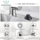 SinkTop Air Switch Kit (Long Full Brass Button) for Disposal, Dual Outlet, (Oil Rubbed Bronze) by CozyNest Decor