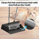 JOYMOOP 2 Pack Broom and Dustpan Set, Black and White Combo, Upright Angle with Built-in Comb Teeth for Pet Hair and Hard Floors by CozyNest Decor