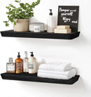 24"x6.8"x1.6" Slanted Floating Wall Shelves 2-Pack - Rustic Black Finish, Heavy-Duty Solid Wood Design with Hidden Brackets - Perfect for Living Room, Kitchen, Bathroom, or Office by CozyNest Decor