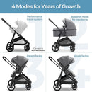 Mompush Wiz 2 in 1 Baby Stroller with Bassinet Mode, Convertible Infant Stroller for Newborn and Toddler with Reversible Seat and Large UPF 50+ Canopy by TinyTreasures Baby Boutique