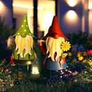 HONGLAND Solar Metal Gnome Yard Art -18 Inch Garden Gnomes Statues Outdoor Decor with Solar Lantern Lights -3D Outdoor Figurines for Patio Yard Lawn Porch Ornament Gardening Gifts by CozyNest Decor