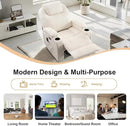 AHMED Power Recliner Chair with Vibration Massage & Heat for Adults, Faux Leather Home Theater Seating with Cup Holders/LED Lights/USB Ports/Side Pockets for Living Room, Beige by CozyNest Decor