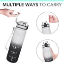 32oz Motivational Water Bottles with Time Marker & Fruit Strainer, Transparent Gradient Color Water Bottle with Times to Drink, Leakproof & BPA Free, Reusable Bottle with Strap (No Straw) by CozyNest Decor