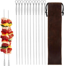 16"" 12 Pack - Metal Skewers Flat Long Kabob Skewers Reusable BBQ Barbecue Shish Sticks Skewers for Grilling, Stainless Steel, Sliver by GreenHaven Gardens