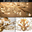 Ganeed Crystal Chandeliers,K9 Crystal Ceiling Light,Vintage Light Fixtures Pendant Lighting for Living Room Bedroom Restaurant Porch Hallway (4-Light,Golden) by CozyNest Decor