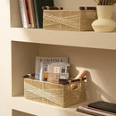 LA JOLIE MUSE Wicker Storage Baskets for Organizing, Recyclable Paper Rope Basket with Wood Handles, Decorative Hand Woven Basket Organizers for Makeup Books Shelves Living Room, Beige, Set of 2 by TinyTreasures Baby Boutique