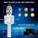 BONAOK Wireless Bluetooth Karaoke Microphone,3-in-1 Portable Handheld Mic Speaker for All Smartphones,Gifts for Kids Adults All Age Q37(Silver) by TinyTreasures Baby Boutique