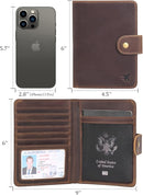 Polare Luxury RFID Blocking Leather Passport Holder Travel Wallet For Men and Women (Dark Brown(Snap Version)) by TinyTreasures Baby Boutique