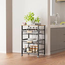 4-Layer Fruit Basket Kitchen Food Organizer and Rack, Stackable Storage Cart with Desktop, Pull-Out Hollow Metal Basket, Sliding Out Storage (Black 4-Layer Rack) by CozyNest Decor