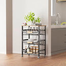4-Layer Fruit Basket Kitchen Food Storage Organizer and Storage Rack, Stackable Storage cart with Desktop, Pull-Out Hollow Metal Storage Basket, liding Out Storage,White by CozyNest Decor