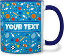 Personalized Mug for Kids - Sports - Custom Name/Text, Ceramic Hot Chocolate/Cocoa/Coffee Cup for Boys/Girls, Birthday/Christmas/Holiday Gift - 11 oz, Navy Blue Handle by TinyTreasures Baby Boutique