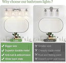 4 Light Bathroom Light Fixtures, Chrome Vanity Lights with Clear Glass Shades, Modern Bathroom Light Fixtures Over Mirror, Modern Bathroom Wall Lamp for Mirror Living Room Cabinet by CozyNest Decor