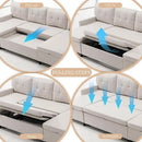 Pull Out Couch, Oversized Sleeper Sofa Couch, Sectional Sleeper Sofa Bed for Living Room Bedroom Lounge (Beige, 73 Inch) by CozyNest Decor