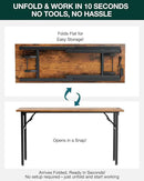 Frylr Small Folding Computer Desk – 55.1 Inch Portable Table for Craft and Study, Lightweight Desk for Small Spaces, Foldable Laptop Table Built-in AC/USB Outlets for Convenience, Rustic Brown by CozyNest Decor