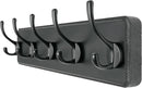 Dseap Coat Rack Wall Mount: Modern, Patented, Heavy-Duty, 17.4" Long 5-Double-Hooks Wooden Hanger Hook Rail for Winter Coats Hat Jacket Clothing, Black by CozyNest Decor