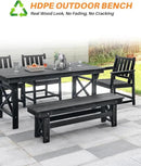 HDPE Outdoor Bench, 55" Patio Bench Outdoor Furniture, Poly Lumber Adirondack Benches, Fade-Resistant HDPE Garden Backless Benches for Park, Poolside, Garden, Porch, Obsidian by CozyNest Decor