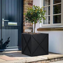 SUNNYPARK Large Metal Planter Box 17”x 17”x 18”, Square Modern Black Metal Planter Box Heavy Duty with Drainage Holes for Outdoor Garden Patio by CozyNest Decor