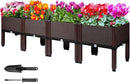 MAYOLIAH Raised Garden Bed with Drainage Elevated Planter Box Plastic Raised Beds for Gardening Vegetables Herb Flowers, Perfect for Indoor Outdoor Planting, 4 Boxes Brown by GreenHaven Gardens