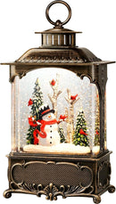 Snowman Snow Globe Lantern Christmas Decorations Gifts Auto Snowfall Glitter Music Collection Snowman Cardinal Birch Forest with 6H Timer USB/Battery Powered 10.2 inch by CozyNest Decor