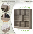 LEYAOYAO 8 Cube Bookshelf with Base,3 Tier Mid-Century Modern Grey Bookcase,Standing Wide Bookshelves Storage Organizer Shelf,Rustic Wood Display Cabinet Book Shelves for Bedroom,Living Room,Office by CozyNest Decor