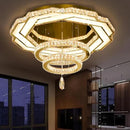 Flashing God Large Crystal Chandelier Dia 48" Gold Chandelier Flush Mount Ceiling Light for Bedroom Living Room Dining Room Hallway Dimmable 3 Rings LED Celing Lighting Fixtures by CozyNest Decor