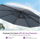 PURPLE LEAF 10 Feet Patio Umbrella Outdoor Cantilever Round Umbrella Aluminum Offset Umbrella with 360-degree Rotation for Garden Deck Pool Patio Light Grey