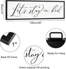 Let's Stay in Bed Sign: Rustic Bedroom Signs Wall Decor Above Bed Framed Modern Farmhouse Family Wall Signs Hanging Plaques Inspirational Quotes Master Bedroom Wall Art 12 x 40 Inch by CozyNest Decor