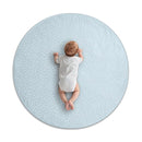 Byrd & Blume Round Baby Play Mat, Organic Cotton Soft Padded Nursery Floor Mat, Safe Hypoallergenic Baby Mat, Reversible, Foldable, Portable Infant Tummy Time Mat Fits Tents & Playpens (40"x40") Blue by TinyTreasures Baby Boutique