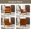 INZOY Mid Century Modern Accent Chair Set of 2, High Back Reading Armchair with Wood Frame, PU Leather Living Room Chairs with Waist Cushion, Single Lounge Arm Chair for Bedroom Sunroom, Camel by CozyNest Decor