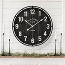 Large Old Town Farmhouse Wall Clock – 24 Inches Rustic Antique Wood with Metal Circle and Large Numerals, Silent Battery Operated Clock for Office, Kitchen, Bedroom, Living Room (Black) by CozyNest Decor
