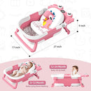 Collapsible Baby Bathtub for Newborns to Toddler with Real-time Temp Monitor & Floating Cushion,Portable Travel Tub for 0-36 Month, Foldable Baby Bath Tub for Infants Girl (Pink) by TinyTreasures Baby Boutique