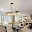 Rectangular Black Crystal Chandelier,10 Light Crystal Chandeliers for Dining Room, Rectangle Light Fixture for Kitchen Island L47''xW10''x H10'' by CozyNest Decor