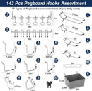 17-in-1 Pegboard Hooks Assortment - 143 Pcs 14 Sizes Peg Board Organizer Accessories Kit with 6 Pegboard Bins, 30 Silicone & 42 Stainless Steel Peg Hook Locks for 1/4" and 1/8" Pegboards Hanging Tools by GreenHaven Gardens