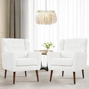 Accent Chair Set of 2, Upholstered Armchair with Pillow, Teddy Single Sofa with Lounge Seat and Wood Legs for Living Room Small Spaces by CozyNest Decor