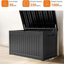 230 Gallon Resin Deck Box, Lockable Patio Outdoor Storage Box for Furniture, Garden Tools and Tools Storage, Waterproof Outside Storage Boxes - Black by CozyNest Decor