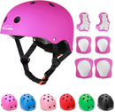 KAMUGO Kids Adjustable Helmet, with Sports Protective Gear Set Knee Elbow Wrist Pads for Toddler Age 2-8 Boys Girls, Bike Skateboard Hoverboard Scooter Rollerblading Helmet Set by TinyTreasures Baby Boutique