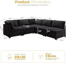 HOOOWOOO Modular Sectional Sofa,5 Pieces Sectional Couches for Living Room,98X98 L Shaped Cloud Couch Set(Black Velvet Corduroy) by CozyNest Decor