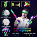 150 PCS Glow in the Dark Party Supplies, 16 Foam Sticks, 16 LED Glasses, 100 Glow Sticks and 18 Finger Lights for Neon Party, Wedding, Birthday, Concert, New Year, Carnivals, Raves by TinyTreasures Baby Boutique