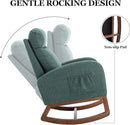 Dolonm Nursery Rocking Chair for Living Room, Upholstered Mid-Century Modern Nursery Rocking Armchair Tall Back Accent Glider Rocker, Emerald by TinyTreasures Baby Boutique