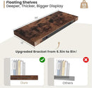 Heimlove 24 x 12 Inch Deep Floating Shelves Wall Mounted with Invisible Brackets,Storage Hanging Shelf for Wall Decor in Bathroom, Bedroom, Kitchen, Living Room, Office Set of 2 (Rustic Brown) by CozyNest Decor
