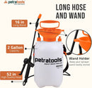 Petratools 2 Gallon Pump Sprayer - HD201 Garden Sprayer for Weeds, Lawn Care & Pesticides - 52" Long Hose, 2 Nozzles & Easy Carry Handle - Durable & Lightweight by GreenHaven Gardens