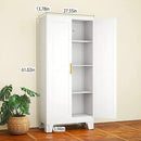 White Metal Storage Cabinet, 61" Steel Cabinets for Home Office, Kitchen Pantry Storage Cabinet with Doors and 3 Adjustable Shelves, Tool Cabinet, for Office, Home, Garage, School by CozyNest Decor