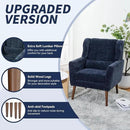 Accent Chair Set of 2, Upholstered Armchair with Pillow, Fabric Single Sofa Chair with Lounge Seat and Wood Legs Accent Chair for Living Room Small Spaces (Dark Blue, Set of 2) by CozyNest Decor