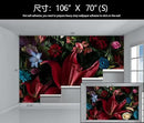 Large Dark Floral Wallpaper Colorful Spring Flowers Background Wall Mural (Not Peel and Stick) by CozyNest Decor