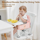 Baby Travel Booster Seat with Double Tray, BabyBond Upgraded Toddler Portable Baby Chair, Booster Seat for Dining Table, Stable and Foldable Booster Baby Chair for Indoor/Outdoor (Pink Dinosaur) by TinyTreasures Baby Boutique