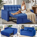 3 in 1 Sleeper Sofa Bed, Futon Sofa Bed for Living Room with Side Pocket, Blue Sleepers Sofas Couch with Pullout Beds, Convertible Love Seat Sleepers couch for Living Room, Bedroom, Small Space by CozyNest Decor