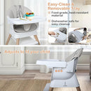 9 in 1 Convertible Baby High Chair with Booster, Wooden Highchair for Babies and Toddlers with Adjustable Tray & 5-Point Harness, Multi-Functional Growing Seat for Feeding, Learning & Play, Gray by TinyTreasures Baby Boutique