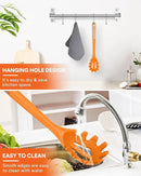 Silicone Pasta Fork, Kitchen Heat Resistant Noodle Spoon Server, BPA Free Spaghetti Strainer,12.8 inch (ORANGE) by CozyNest Decor