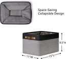 DULLEMELO Canvas Storage Bin with Handles, Fabric Bins for Shelves, Bedroom, Office,Nursery,Fabric Storage Baskets for Toys, Clothes,Gift(Black&Grey,15"x11"x9.5",4-Pack) by TinyTreasures Baby Boutique